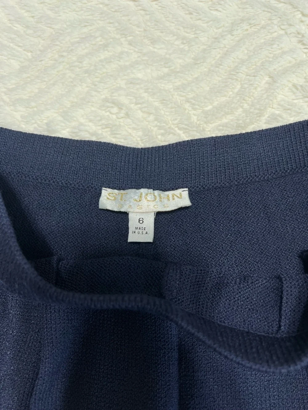 St John Basics Knit Pants Size 6 Navy Santana Knit Pull On Elastic Waist Pants